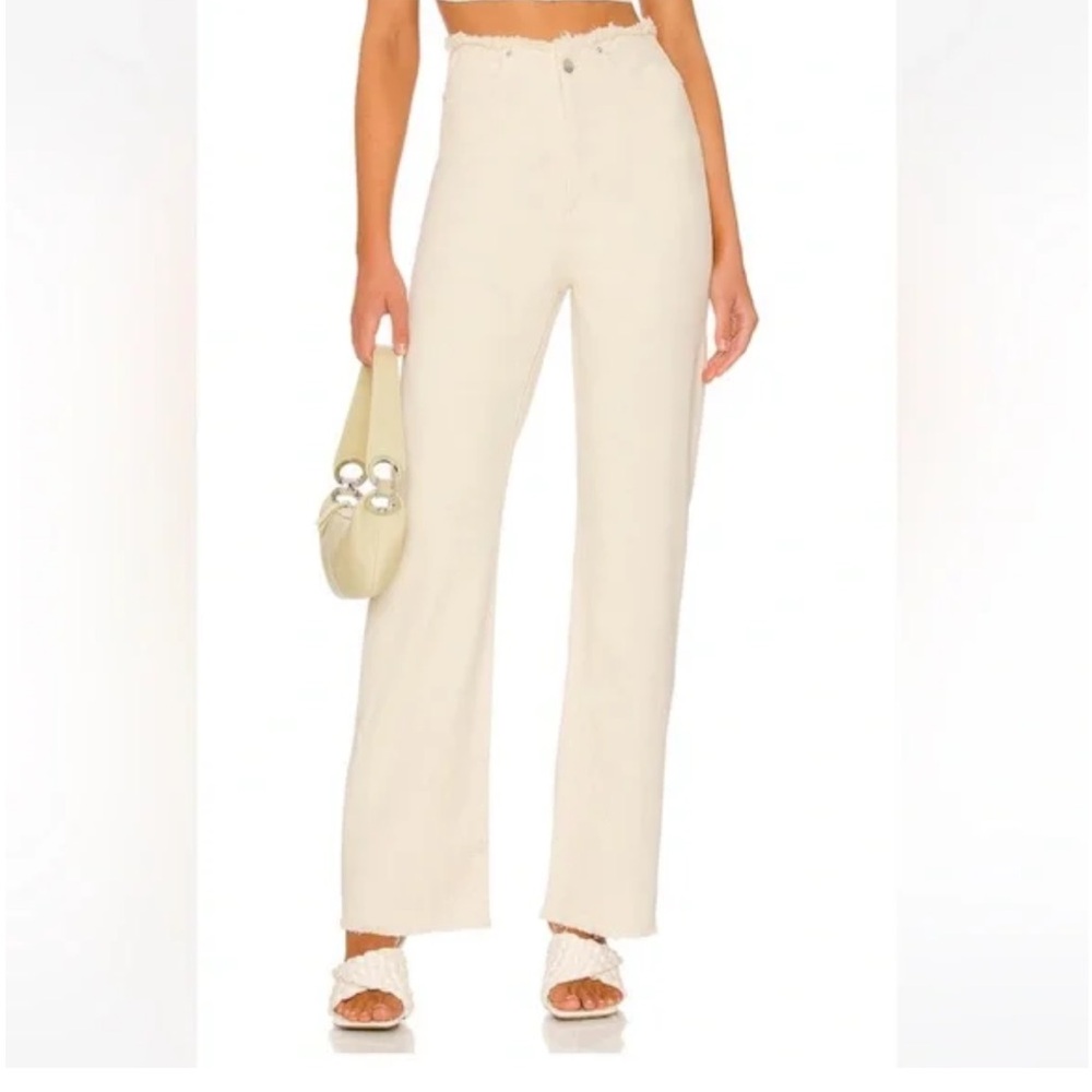 WeWoreWhat Frayed Straight Jean in classic white- worn twice. 99 retail